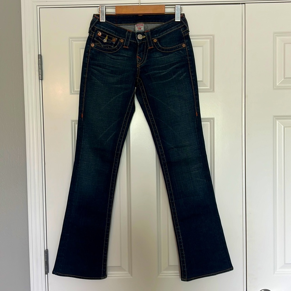 True Religion Becky Boot Cut Low-Rise Jeans. Dark wash. Size 26.